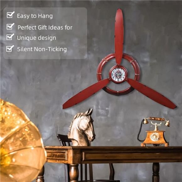 Metal Airplane Propeller Wall Decor,Vintage Aviation Wall Art - Picture 3 of 7